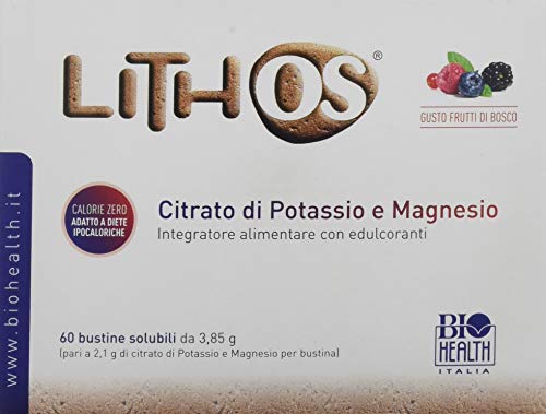 Biohealth Italia Lithos Citrato di Potassio e Magnesio Integratore Alimentare - 60 Bustine, 231 g