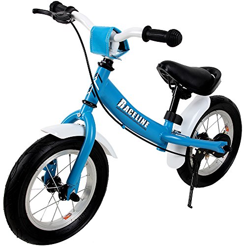 Deuba Bicicletta senza pedali bici per bambini 12” bici equilibrio altezza regolabile con freno blu