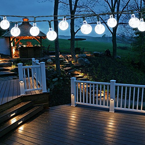 Samoleus Catene Luminose Solare 6M 30 LEDs, Stringa di Luci da Esterno Illuminazione Decorativa Luci Natale LED (Bianco-N)