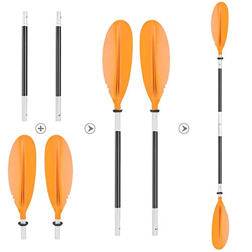 HEIMUNI Pagaia Doppia Regolabile 222cm o Coppia di Remi, Pagaia Kayak SUP Alluminio per Canoa, Kayak Gonfiabile, SUP Barche Gommone, Pagaia Doppia Canoa (Arancia)