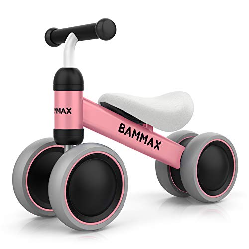 Bammax Bicicletta Senza Pedali, Bicicletta Equilibrio per Bambini 1-2 Anni Triciclo Baby Balance Bike Walker, Prima Bici Senza Pedali, 49*19*35cm, Rosa