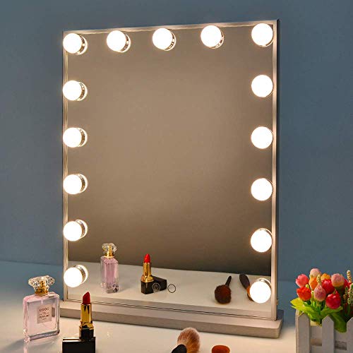 BEAUTME Hollywood Specchio da toeletta con luci, specchio dimmerabile da tavolo / da parete per trucco cosmetico illuminato