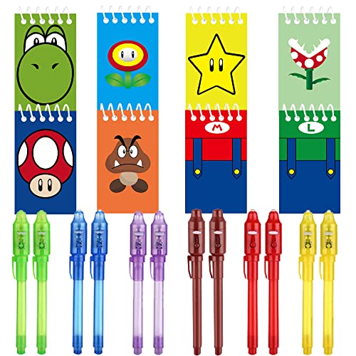 Penna e taccuino UV, 24 pezzi Super Plumber Giveaways Compleanno per bambini ragazze e ragazzi Bomboniere per feste di compleanno per bambini, calendari dell'avvento e piccoli regali per bambini