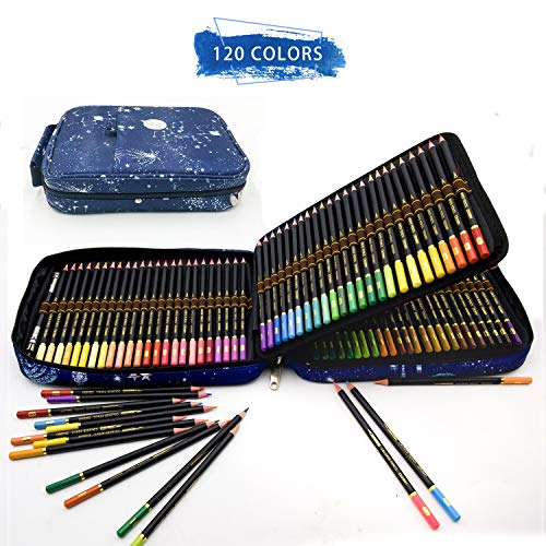 Professionali Colorate Matita Set e kit per disegnare,120 Matite Colorate in astuccio con zip per raggruppare e proteggere le tue matite colorate-120 Colori Unici per Disegnare e Libri da Colorare