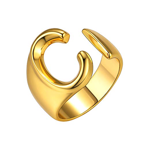 GoldChic Jewelry Anello Aperto Unisex in Alfabeto C, Anello in Oro Iniziale Iniziale per fidanzate