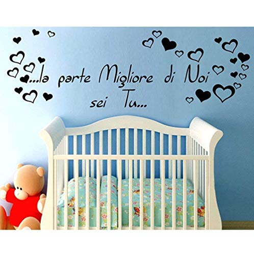 Adesivo Murale Wall Stickers Frase Citazione Dedica Figli Amore la Parte migliore di noi sei Tu Adesivi Murali Decorazione interni Camera da Letto Testata Letto