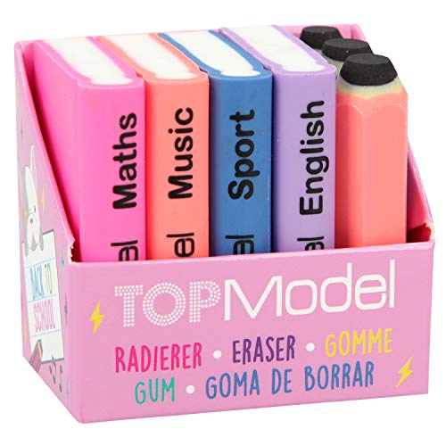 Depesche- TOPModel-Set di gomme per Cancellare a Forma di Libro e Penna, Multicolore, 3942