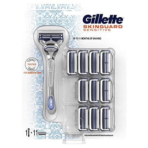 Gillette SkinGuard Sensitive Confezione Pelli Sensibili Uomo con 11 Lamette di Ricambio e 1 Rasoio
