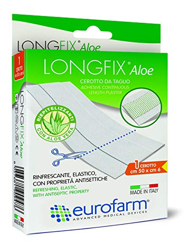 Eurofarm Long Fix Aloe (mt 1 x cm 6) -Cerotto ipoallergenico in Striscia con compressa Centrale in Aloe Vera
