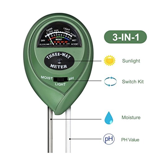 Tester 3 in 1, misuratore umidità, luce e PH per giardino e prato
