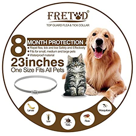FRETOD Collare Antipulci per Cani e Gatti – 65cm Ajustable Collare Antiparassitario Antizecche