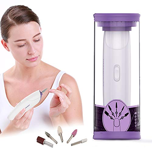 TOUCHBeauty Manicure e Pedicure Elettrico Set, Fresa Professionale a LED per Unghie con 5 Trapani, Lucidatura per Unghie di Mani e Piedi, Scatola di Stoccaggio, Portatile e Leggero(Viola)