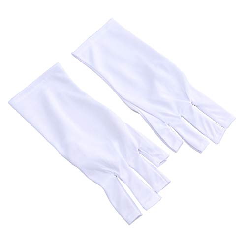 Healifty 1 paio guanti anti UV Guanti per la cura delle unghie guanto anti-UV Guanti senza dita per gel unghie Manicure bianche