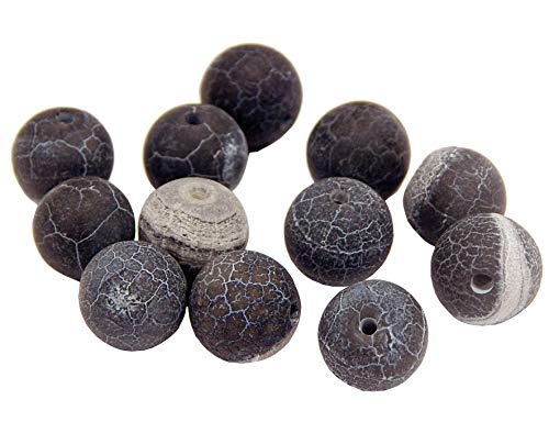 R238 - Perle in Agata Nera, 10 mm, Rotonde, in Pietra Naturale Satinata, semipreziosa, con Foro per Agata