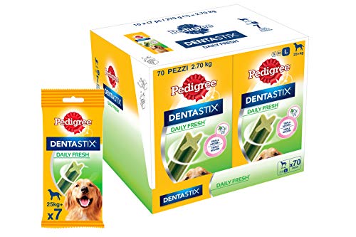 Pedigree Dentastix Fresh 70 Snack per la Igiene Orale (Cane Grande 25 kg+) 270 g 7 Bastoncini - 10 Pacchetti (70 Bastoncini in totale)