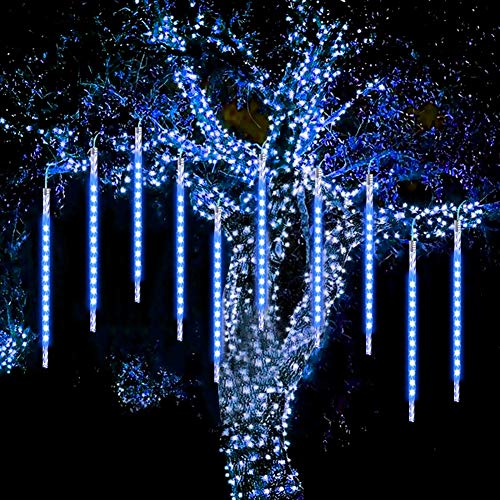 Meteor Lights, WASAGA Luci da pioggia a LED 20 tubi 960 LED (confezione da 2) 50cm Luci di caduta per ghiaccioli di Natale Luci da neve per Natale Festa di nozze Urban New Year Garden Tree Home Decor