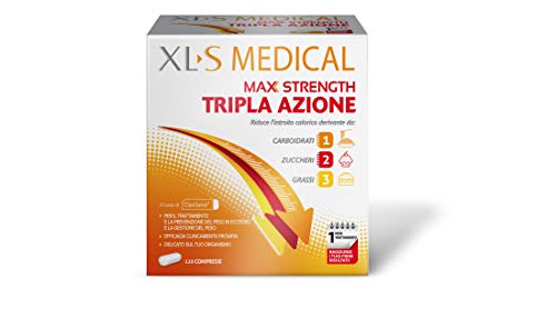 XL-S MEDICAL Max Strength Tripla Azione Trattamento Dimagrante Forte, Pastiglie Dietetiche per una Gestione Ottimale del Peso, 120 Compresse