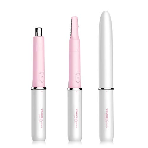 TOUCHBeauty Epilatore Sopracciglia Donna, Epilatore Indolore 2 in 1 per Donne e Uomini, Rasoio Donna Elettrico Impermeabile IPX5 per Sopracciglia e Naso, Design Rossetto Portatile e Leggero (Rosa)