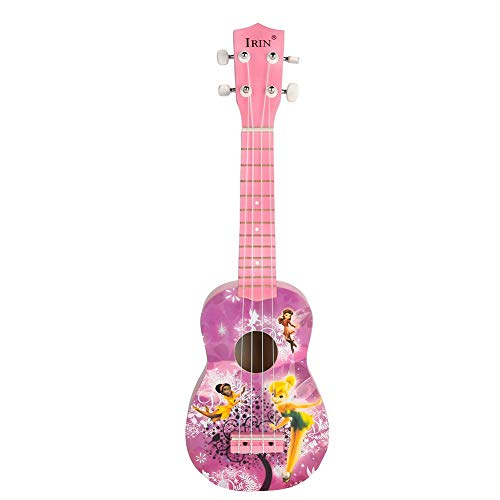 Dilwe Ukulele da 21 Pollici per Bambini Legno Massello Ukulele con Motivo Adorabile per Ragazze(Viola)