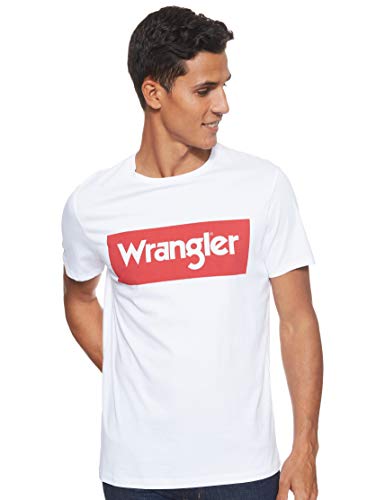 Wrangler Logo Tee T-Shirt, Bianco (White 989), Medium Uomo