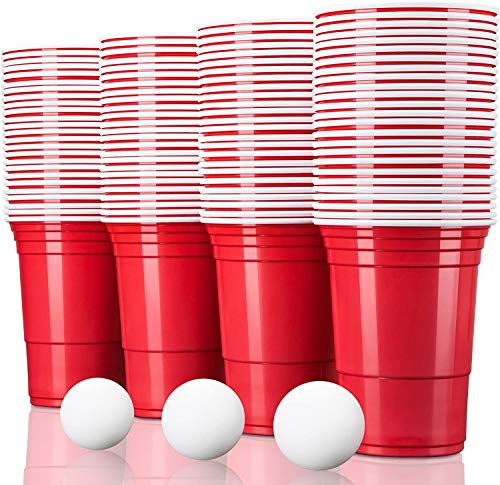 TRESKO® Bicchieri di plastica usa e getta per feste | stile americano | ideali per beer pong | 470 ml | confezione da 100 pezzi