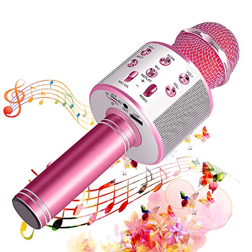 SunTop Microfono Karaoke Bluetooth, Bluetooth Altoparlante, Microfono Wireless, Bluetooth Karaoke Player, AUX wireless Karaoke per PC, laptop, iPhone, iPad, smartphone Android