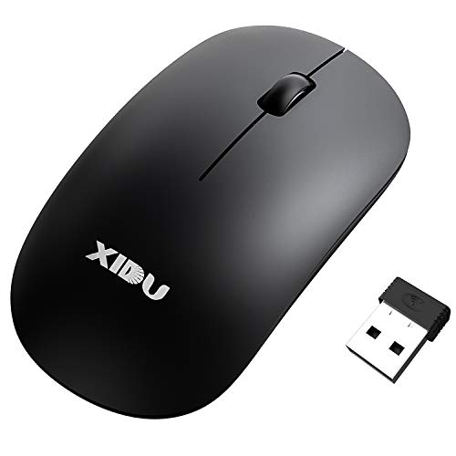 XIDU Mouse Wireless, 2.4 G Senza Fili con Nano Ricevitore USB, Design Pratico e Confortevole, Durata Batteria Fino a 24 Mesi, Compatibile con Windows 10/8/7/XP/Vista, per PC, Tablet, Laptop, Mac, Nero