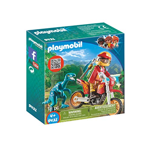 Playmobil Dinos 9431 - Playmobil 9431 - Moto Da Cross E Raptor, dai 4 anni