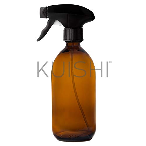 Kuishi - Bottiglia Spray Vuote in Vetro Ambrato [500 ml, Confezione da 1], Spruzzino Nebulizzatore per Piante, Pulizia e Giardinaggio, Bottiglie di Vetro Riciclato (Senza BPA)
