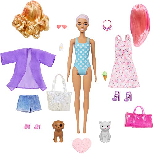 Barbie- Ultimate Color Reveal Bambola con 25 Sorprese, 2 Cuccioli, 15 Sacchettini con Abiti e Accessori, Modelli Assortiti, Giocattolo per Bambini 3+Anni, GPD55