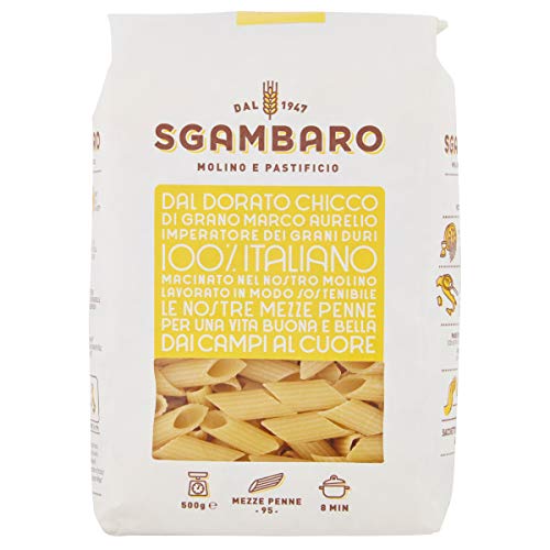 Pasta Sgambaro - Mezze Penne Rigate N. 95 -100% grano duro italiano - 500 gr