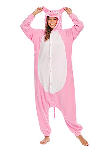 BGOKTA Costumi Cosplay per Adulti Pigiama Animale One Piece Maiale, XL