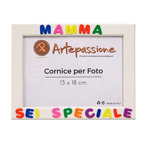 Cornici per foto in legno con la scritta Mamma Sei Speciale, da appoggiare o appendere, misura 13x18 cm Bianca. Ideale per regalo e ricordo.