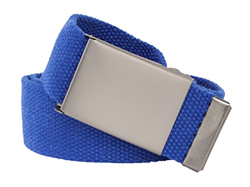 shenky - Cintura in tessuto - 4 cm x 160 cm - XXL - da accorciare - blu reale, fibbia grossa - 140 cm