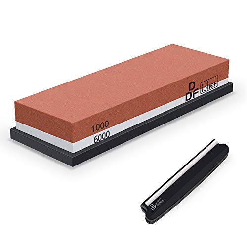 DDF iohEF Pietra per Affilare [Ultimo Stile] Grana 1000/6000, Pietra Affilacoltelli Professionale 2-in-1 Double-Sided Affila Coltelli con Base in Silicone Antiscivolo e Guida all'Angolo