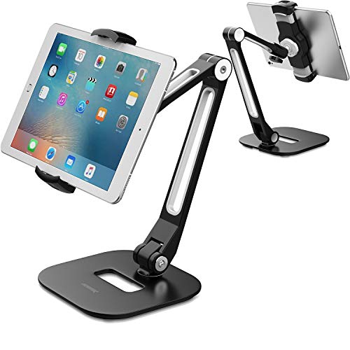 AboveTEK Supporto Tablet, Porta in Alluminio Braccio Lungo per iPad/iPhone/Samsung/Asus e Altri Dispositivi da 4 