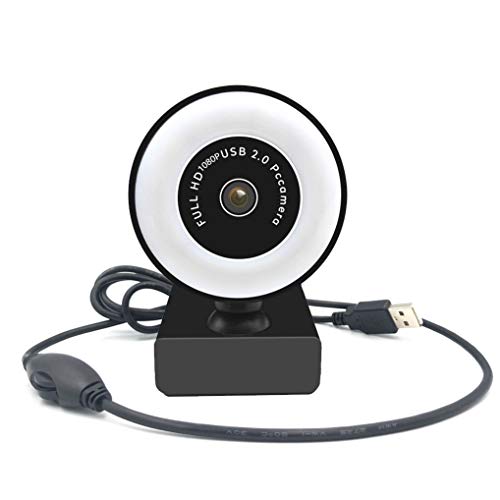 Soyerras Full HD 1080p Webcam Luce ad Anello Webcam per pc con Microfono Stereo/pc Camera con Microfono USB/per Video Chat e Registrazione Compatibile con Windows Mac e Android