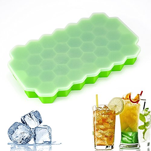 Surplex 37 griglia cubetti di ghiaccio con coperchio in silicone, senza bisfenolo A nido d' ape a forma di stampi per cubetti di ghiaccio con coperchio antigoccia per alimenti per e altre bevande