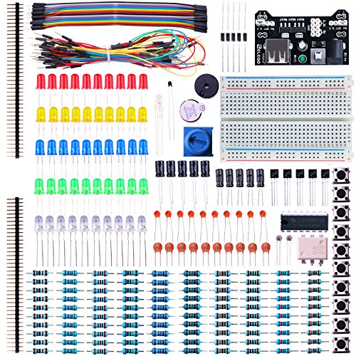 Elegoo Kit Elettronico con Breadboard, Cavetti, Resistenze, Condensatori, LED, Potenziometri (235 Pezzi) per Raspberry Pi Uno R3 MEGA2560