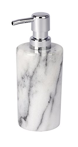 Wenko Dosificador de jabón Onyx, Marmo, Bianco, 7.4 x 9.4 x 18.5 cm