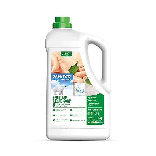 Sanitec Green Power Sapone Liquido, Ecologico, Corpo e Capelli, Delicato Profumo Floreale, 5 kg