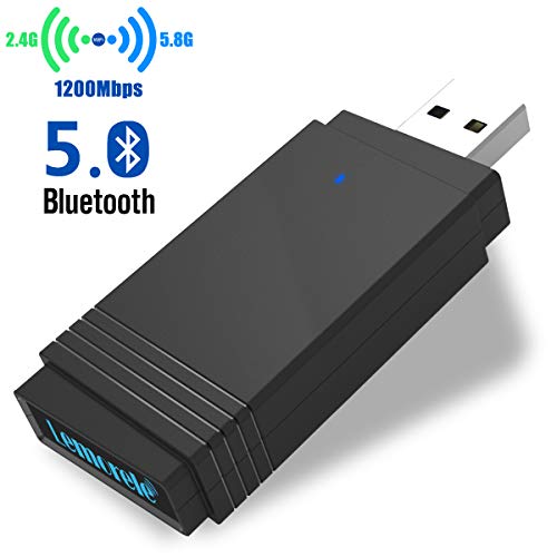 Lemorele Adattatore WiFi USB 3.0 AC1200Mbps USB Bluetooth 5.0 Super Veloce Dual Band 5.8G/2.4G Wireless WiFi Dongle MU-Mimo 5dBi per Windows 10/8.1/8/7/XP,Linux