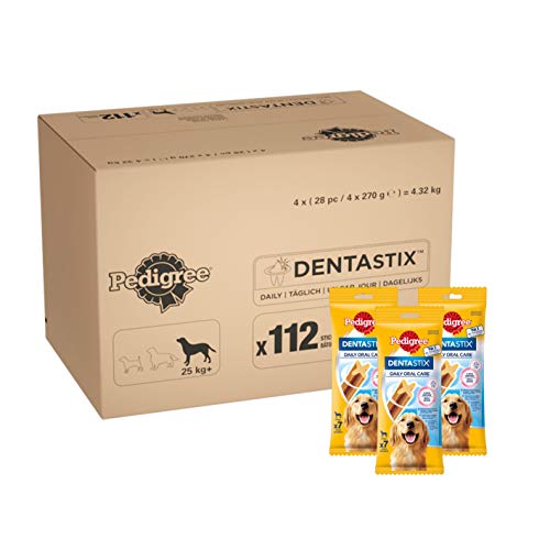 Pedigree DentaStix Daily Oral Care snack per la cura dei denti per cani di grossa taglia, Confezione da 112 bastoni
