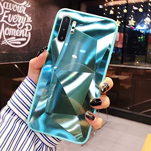 Cover Compatibile con Samsung Galaxy Note 10 Plus/Note 10 Pro Custodia Specchio Trasparente Cover Brillantini Glitter Custodia TPU Silicone Morbida Ultra Sottile Antiurto Antiscivolo Bumper Case,Verde