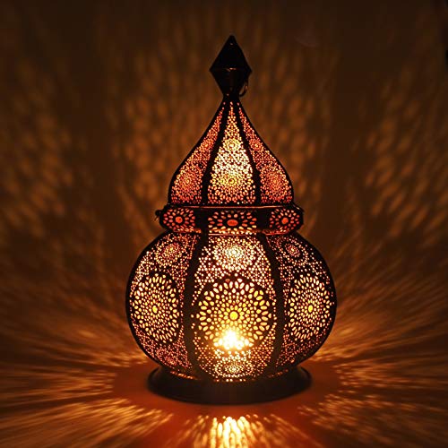 Gadgy ® Lanterna portacandela (36 cm) l sostiene Candele e Luci elettricas l Deco Interni e Esterni l Resistente al Vento l Stile Marocchino-Arabo/Indiano-Orientale l Fatto a Mano