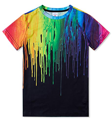 TUONROAD Ragazzo Ragazze T Shirt Divertente 3D Pittura Colorato Tee Bambini Maglietta 14-16 Anni