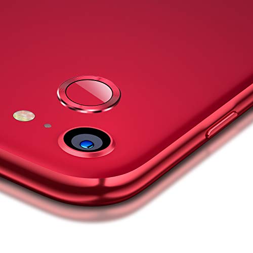 Bewahly Pellicola Fotocamera per iPhone SE 2020 [2 Pezzi], Alta Definizione Pellicola Protettiva in Vetro Temperato, Anello Protettivo in Metallo Lente per iPhone SE 2020 - Rosso