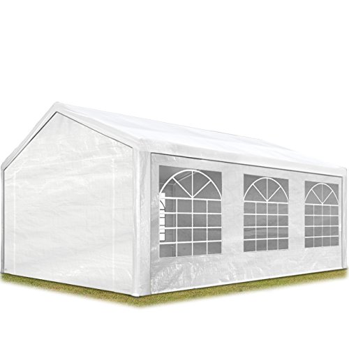 TOOLPORT Tendone per Feste Gazebo 4x6 m Bianco PE 180g/m² Impermeabile Protezione UV Tenda Giardino Sagre Eventi Mercati Esterno