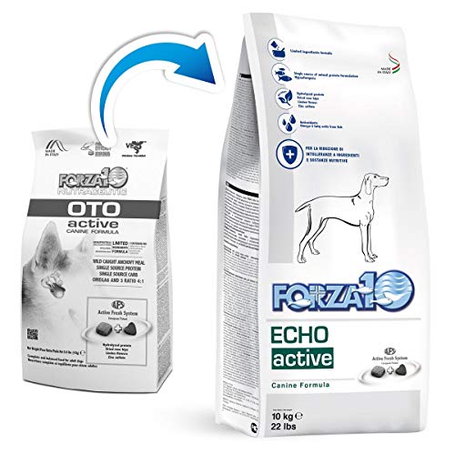 Forza 10 Dog Echo Active, Supporto nutrizionale per la riduzione di intolleranze a ingredienti e sostanze nutritive, 10 Kg