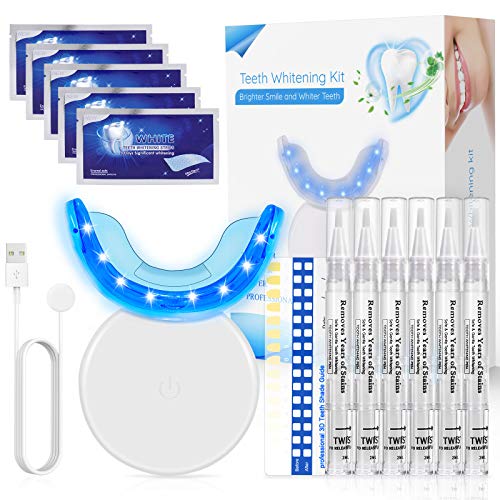 Kit Sbiancamento Denti, Nivlan Sbiancante Denti Professionale, Teeth Whitening Kit Con Lampada 16 LED, Per Pulizia e Sbiancamento Dei Denti